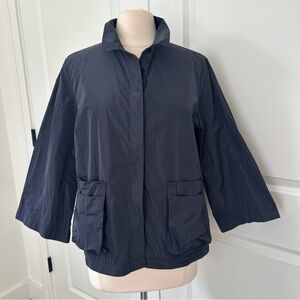 SUN KIM sz L Poly Memory Crinkle Bell Slv Swing Top Jacket  Parachute Artsy